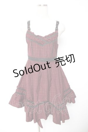 画像: axes femme / グレンチェックチュニック  ワイン Y-26-01-01-092-AX-OP-SZ-ZY