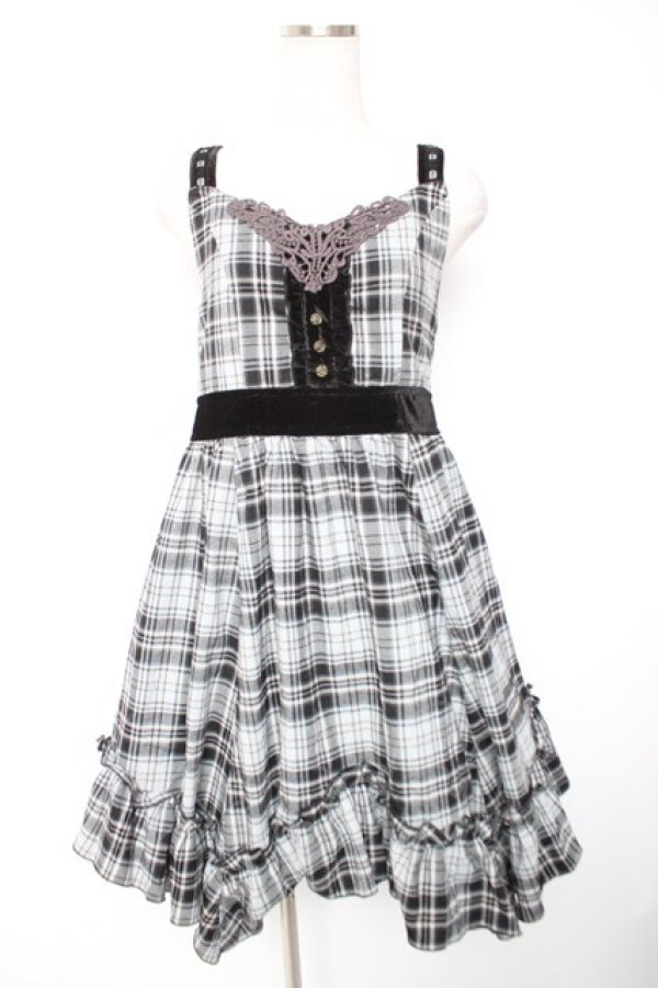 画像1: axes femme / チェック柄ワンピース M グレー Y-26-01-01-094-AX-OP-SZ-ZY (1)