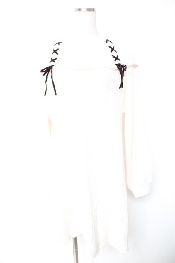 画像1: axes femme / W編み上げニットチュニック M オフ Y-26-01-01-095-AX-OP-SZ-ZY (1)