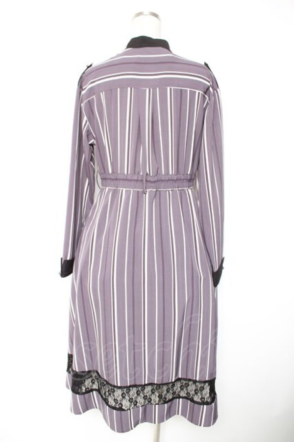 画像2: axes femme / レジメンタル柄ワンピース F ラベンダー Y-26-01-01-096-AX-OP-SZ-ZY (2)