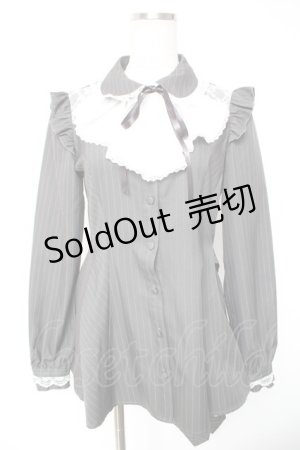 画像: Secret Honey / レースヨークラッフルタイ長袖セットアップ 2 グレー Y-26-01-01-097-CA-OP-SZ-ZI