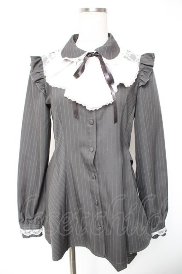 画像1: Secret Honey / レースヨークラッフルタイ長袖セットアップ 2 グレー Y-26-01-01-097-CA-OP-SZ-ZY (1)