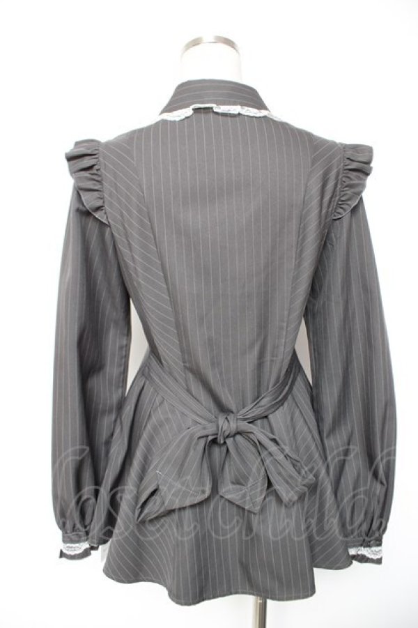 画像2: Secret Honey / レースヨークラッフルタイ長袖セットアップ 2 グレー Y-26-01-01-097-CA-OP-SZ-ZY (2)