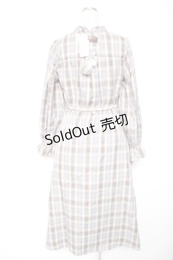 画像2: axes femme / プリーツ切替チェック柄ワンピース  生成り Y-26-01-01-099-AX-OP-SZ-ZS (2)