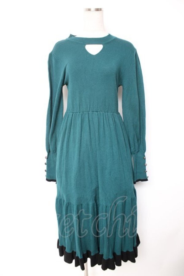 画像1: axes femme / チョーカー風ニットワンピース F グリーン Y-26-01-01-103-AX-OP-SZ-ZY (1)