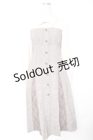 画像: axes femme / チェック柄ビスチェ切替ワンピース  ベージュ Y-26-01-01-106-AX-OP-SZ-ZY