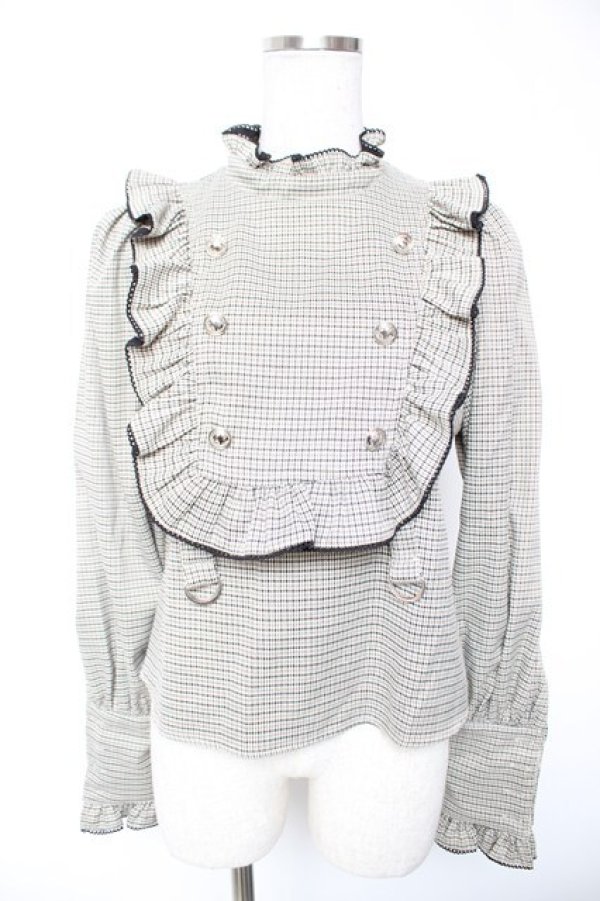 画像1: Bubbles / ヨークフリルブラウス F ベージュ Y-26-01-01-112-CA-BL-SZ-ZY (1)