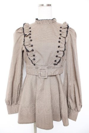 画像: Bubbles / タイニーボタンフリルセットアップ F ブラウン Y-26-01-01-114-CA-OP-SZ-ZY