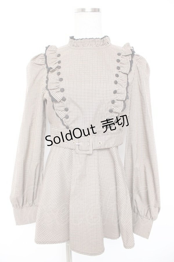 画像1: Bubbles / タイニーボタンフリルセットアップ F ブラウン Y-26-01-01-114-CA-OP-SZ-ZS (1)