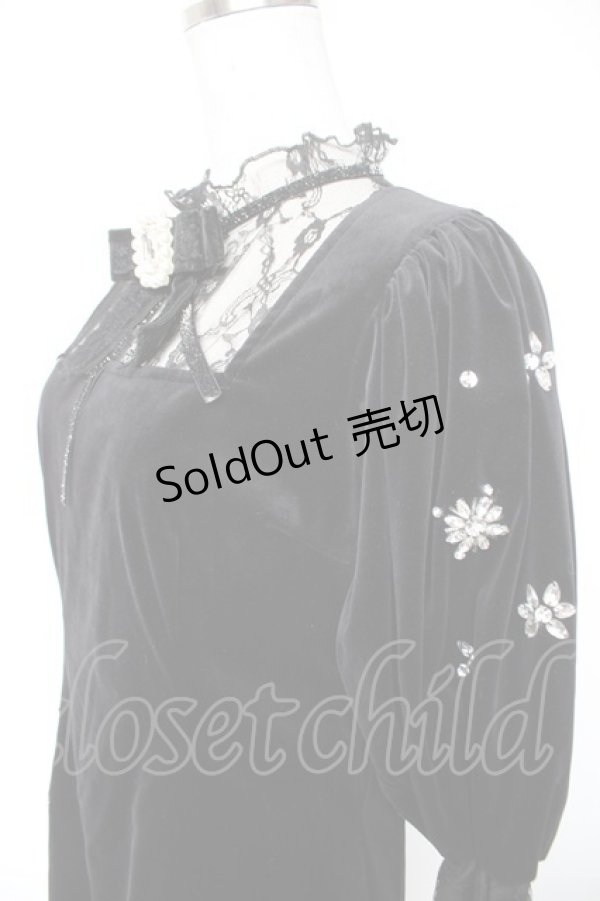 画像3: Swankiss / TS velour bijou puff O/P F ブラック Y-26-01-01-116-CA-OP-SZ-ZY (3)