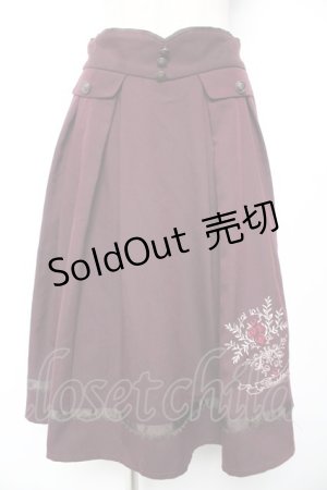 画像: axes femme / ローズ刺繍フレアスカート F ワイン Y-26-01-01-136-AX-SK-SZ-ZY