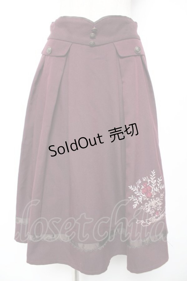 画像1: axes femme / ローズ刺繍フレアスカート F ワイン Y-26-01-01-136-AX-SK-SZ-ZY (1)