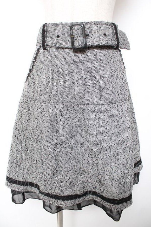 画像1: axes femme / ヘリンボーンツイードスカート M 黒 Y-26-01-01-140-AX-SK-SZ-ZY (1)