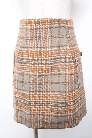 画像: axes femme / ロービングチェックミニスカート F ベージュ Y-26-01-01-145-AX-SK-SZ-ZI