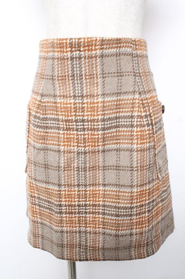 画像1: axes femme / ロービングチェックミニスカート F ベージュ Y-26-01-01-145-AX-SK-SZ-ZY (1)