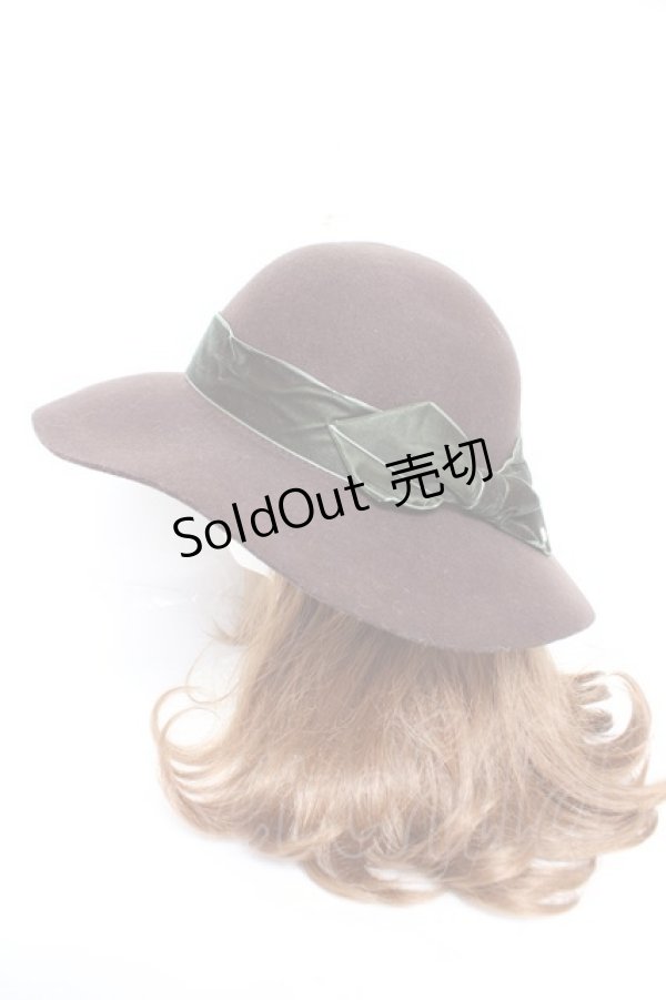 画像2: axes femme / ベロアリボンキャペリン  茶 Y-26-01-01-019-AX-AC-SZ-ZY (2)