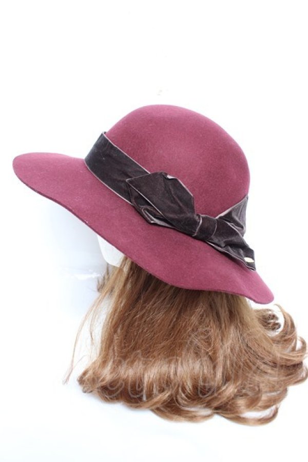 画像2: axes femme / ベロアリボンキャペリン  ワイン Y-26-01-01-020-AX-AC-SZ-ZY (2)