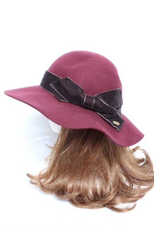 画像2: axes femme / ベロアリボンキャペリン  ワイン Y-26-01-01-023-AX-AC-SZ-ZY (2)