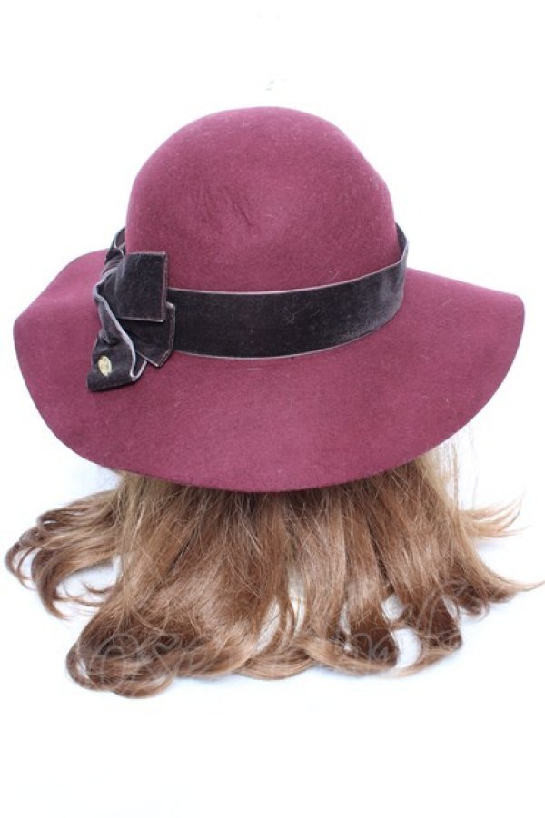 画像3: axes femme / ベロアリボンキャペリン  ワイン Y-26-01-01-023-AX-AC-SZ-ZY (3)