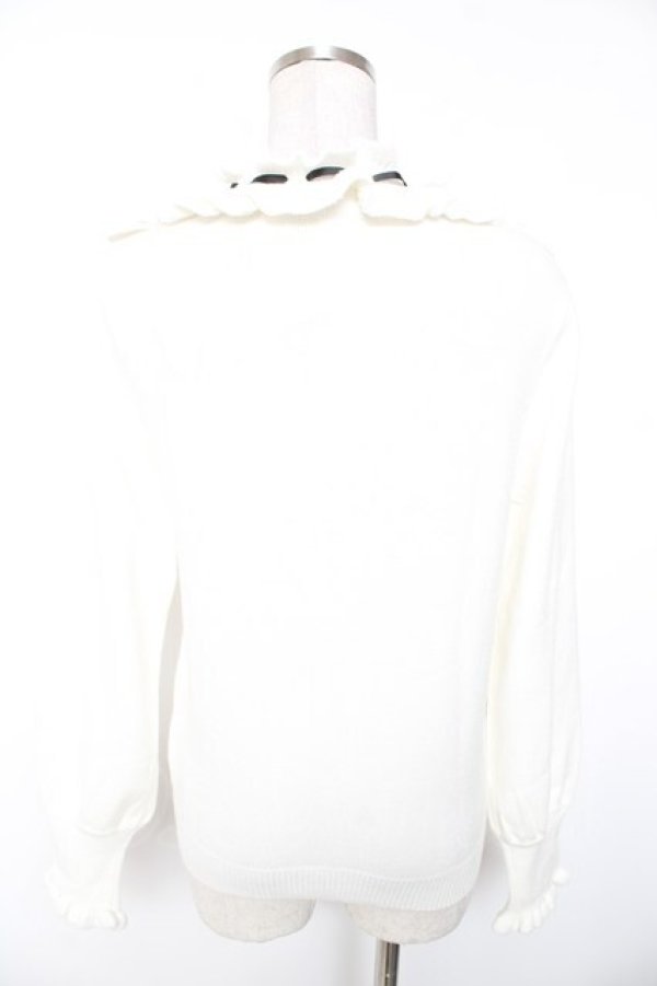 画像2: axes femme / ヨークフリルニット  白 Y-26-01-01-024-AX-TO-SZ-ZY (2)