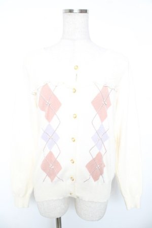 画像: axes femme / レース切替アーガイルカーディガン M 生成り Y-26-01-01-025-AX-TO-SZ-ZY