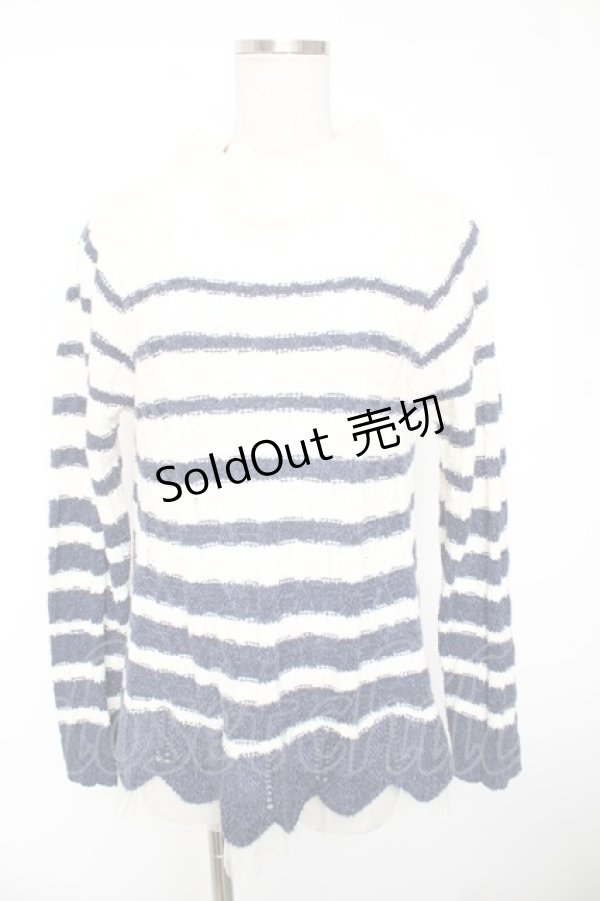 画像1: axes femme / パネルボーダータートツプルオーバー  生成り Y-26-01-01-029-AX-TO-SZ-ZI (1)