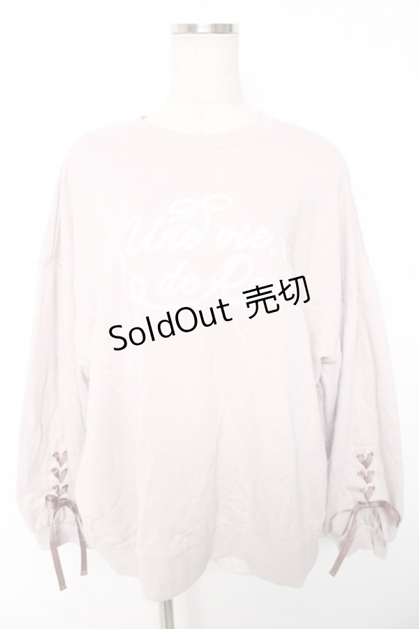 画像1: axes femme / アソート刺繍編上げトレーナー F グレージュ Y-26-01-01-030-AX-TO-SZ-ZI (1)