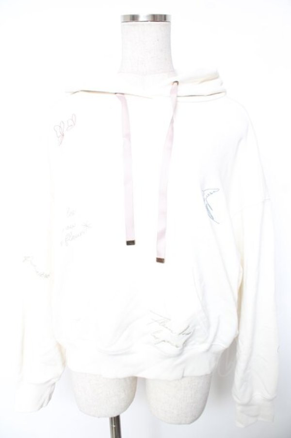 画像1: axes femme / ランダムパリ刺繍フーディー F 生成り Y-26-01-01-031-AX-TO-SZ-ZY (1)