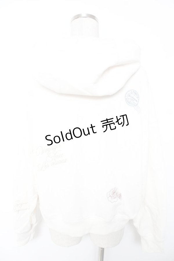 画像2: axes femme / ランダムパリ刺繍フーディー F 生成り Y-26-01-01-031-AX-TO-SZ-ZI (2)