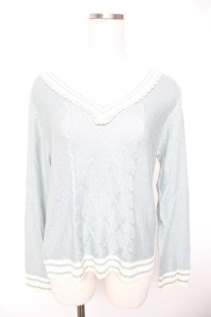 画像: axes femme / ライン入りニット M サックス Y-26-01-01-036-AX-TO-SZ-ZY