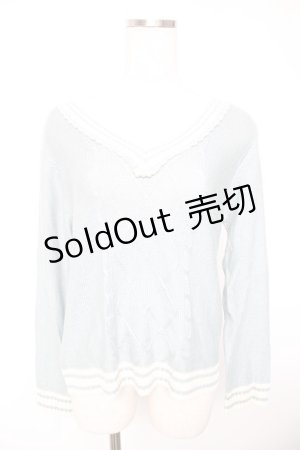 画像: axes femme / ライン入りニット M サックス Y-26-01-01-036-AX-TO-SZ-ZI