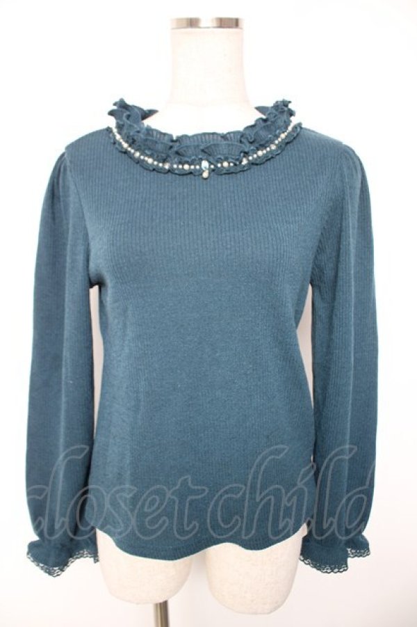 画像1: axes femme / ビジューニットトップス F Ｂグリーン Y-26-01-01-037-AX-TO-SZ-ZY (1)