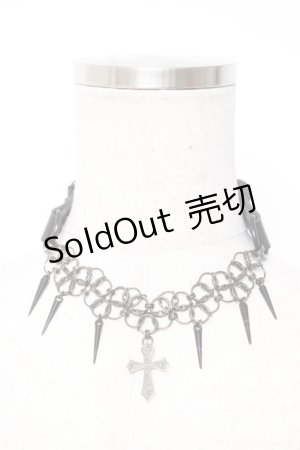 画像: Moi-meme-Moitie / クロスロゴスパイクチェーンチョーカー  黒 Y-26-01-05-005-MO-AC-SZ-ZY