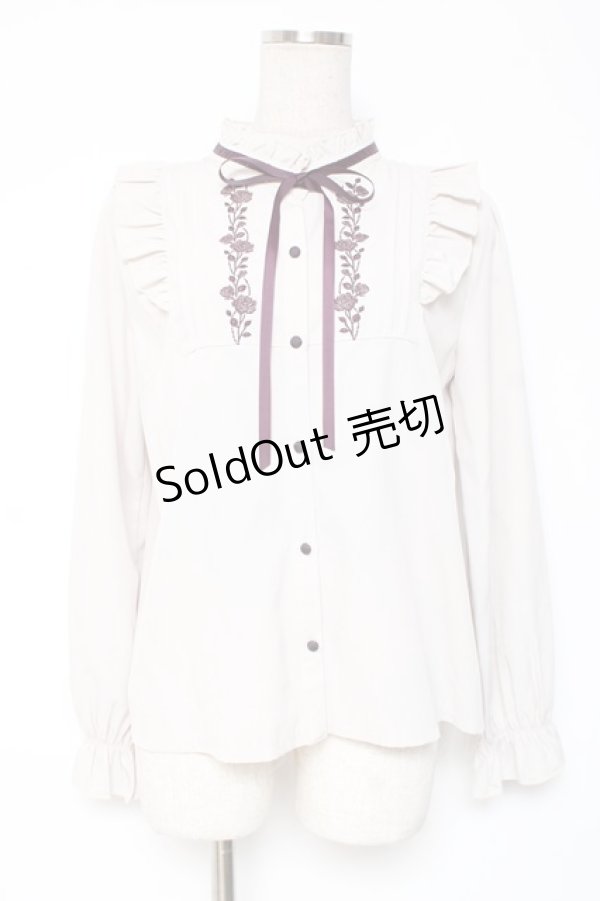 画像1: axes femme / 薔薇刺繍ハイネックブラウス M ピンク Y-26-01-05-047-AX-BL-SZ-ZY (1)