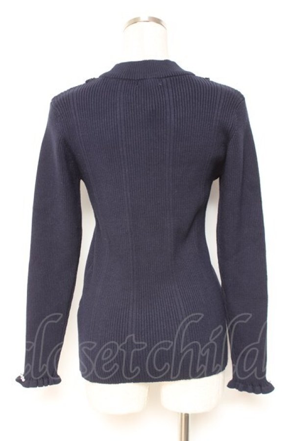 画像2: axes femme / ビジューボトルネックリブプルオーバー M 紺 Y-26-01-05-050-AX-TO-SZ-ZY (2)