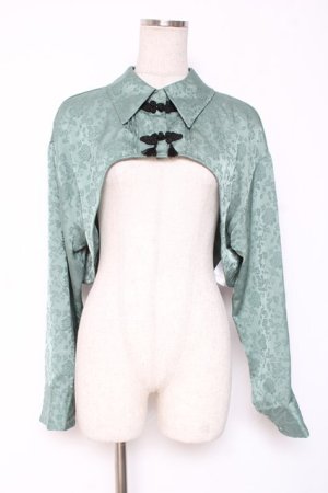 画像: axes femme / チャイナ釦付ボレロ風ブラウス F グリーン Y-26-01-05-051-AX-TO-SZ-ZY