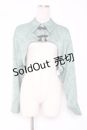 画像: axes femme / チャイナ釦付ボレロ風ブラウス F グリーン Y-26-01-05-051-AX-TO-SZ-ZS