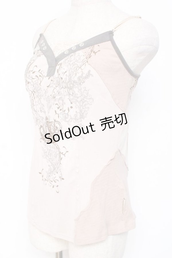 画像2: OZZ ANGELO / プリントキャミソール  ベージュ Y-26-01-05-056-OO-TO-SZ-ZY (2)