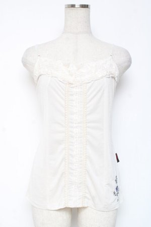 画像: Ozz oneste / 薔薇×十字刺繍キャミソール  白 Y-26-01-05-057-OO-TO-SZ-ZY