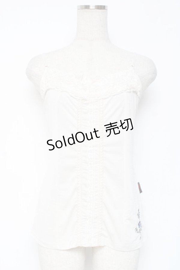 画像1: Ozz oneste / 薔薇×十字刺繍キャミソール  白 Y-26-01-05-057-OO-TO-SZ-ZS (1)