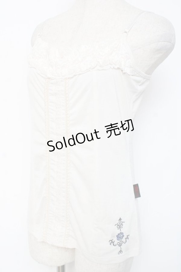 画像2: Ozz oneste / 薔薇×十字刺繍キャミソール  白 Y-26-01-05-057-OO-TO-SZ-ZS (2)