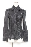 画像1: Ozz oneste / 薔薇刺繍ラメストライプブラウス  黒 Y-26-01-05-058-OO-BL-SZ-ZY (1)