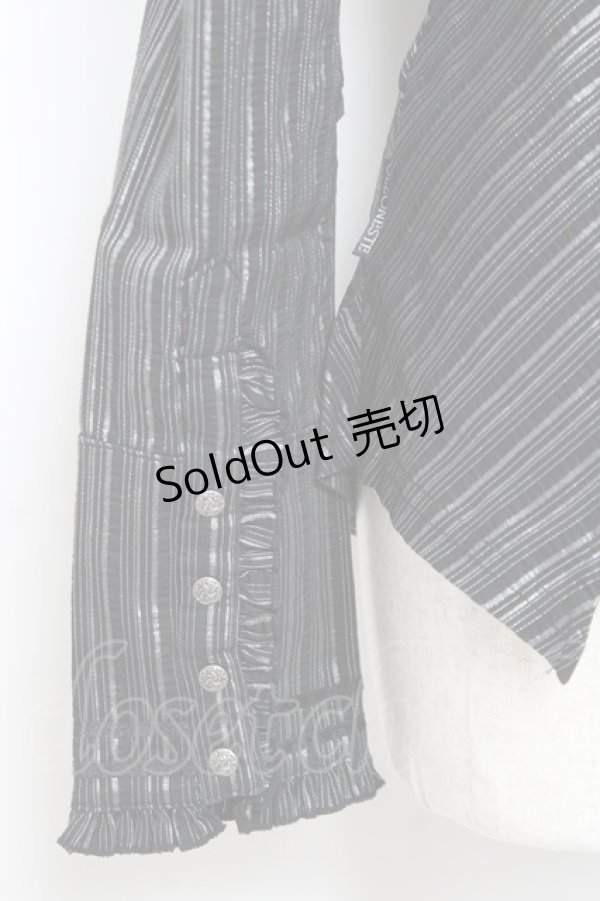 画像4: Ozz oneste / 薔薇刺繍ラメストライプブラウス  黒 Y-26-01-05-058-OO-BL-SZ-ZY (4)