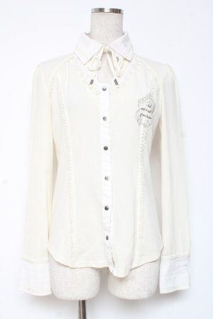 画像: OZZ ANGELO / 襟付きブラウスプルオーバー  生成り Y-26-01-05-059-OO-BL-SZ-ZY