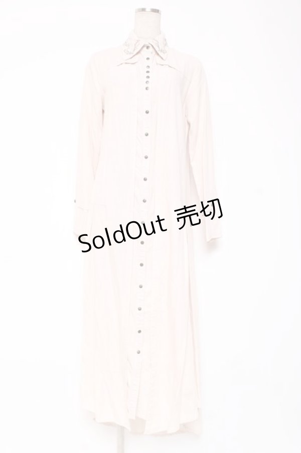 画像1: Ozz Croce / 襟刺繍ロングシャツワンピース  生成り Y-26-01-05-060-OO-OP-SZ-ZY (1)