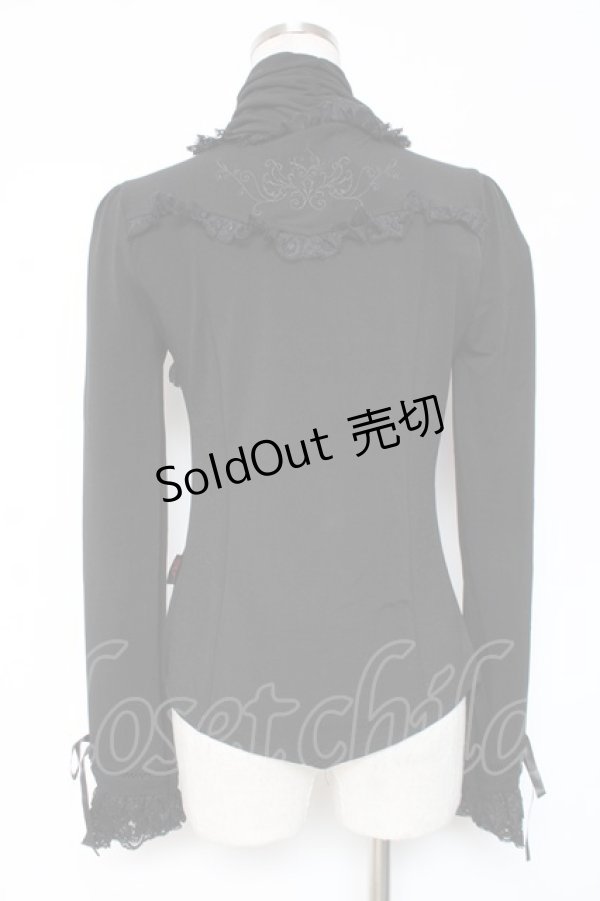 画像2: Ozz Croce / レース切替ギャザースリーブハイネックトップス  黒 Y-26-01-05-061-OO-TO-SZ-ZY (2)