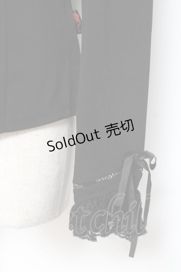 画像3: Ozz Croce / レース切替ギャザースリーブハイネックトップス  黒 Y-26-01-05-061-OO-TO-SZ-ZY (3)