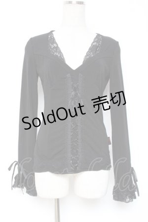 画像: Ozz Croce / フロント編み上げトップス  黒 Y-26-01-05-062-OO-TO-SZ-ZY