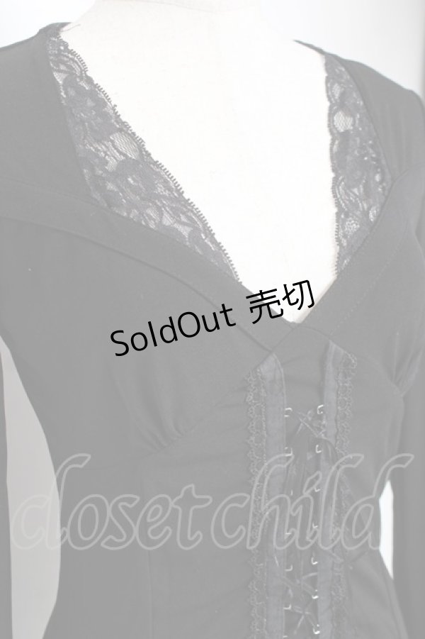 画像4: Ozz Croce / フロント編み上げトップス  黒 Y-26-01-05-062-OO-TO-SZ-ZY (4)