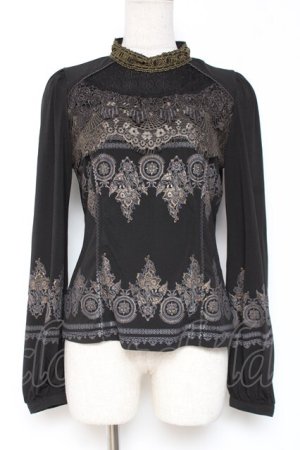 画像: Rozen Kavalier / レース切替プリントトップス  黒 Y-26-01-05-063-OO-TO-SZ-ZY